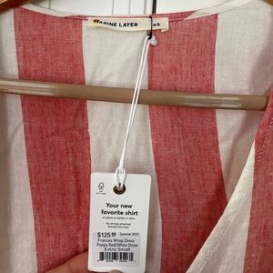 Marine Layer Frances Wrap Dress Poppy/White Stripe XS